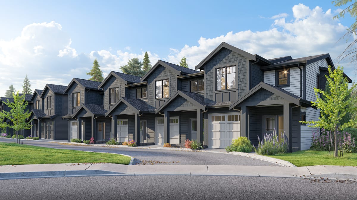 Street view rendering of a townhome development